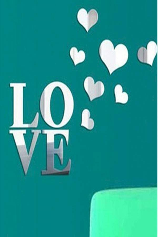 ملصق جداري مرآة على شكل أحرف LOVE لزينة المنزل ثلاثي الأبعاد مصنوع من الأكريليك متعدد الألوان - Image 2