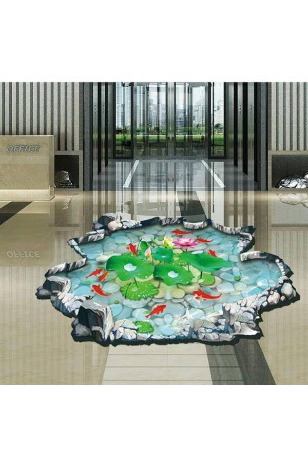 DIY Removable Wall Stickers For Living Room Home Decor - 3D Lotus Pond  - Image 3