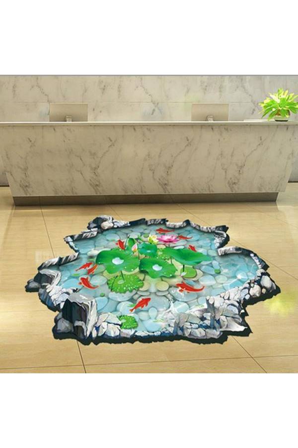 DIY Removable Wall Stickers For Living Room Home Decor - 3D Lotus Pond  - Image 1