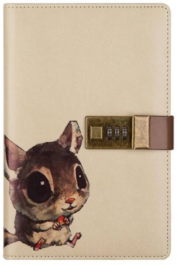 Combination Lock Student Cute Squirrel Cartoon Diary Notebook