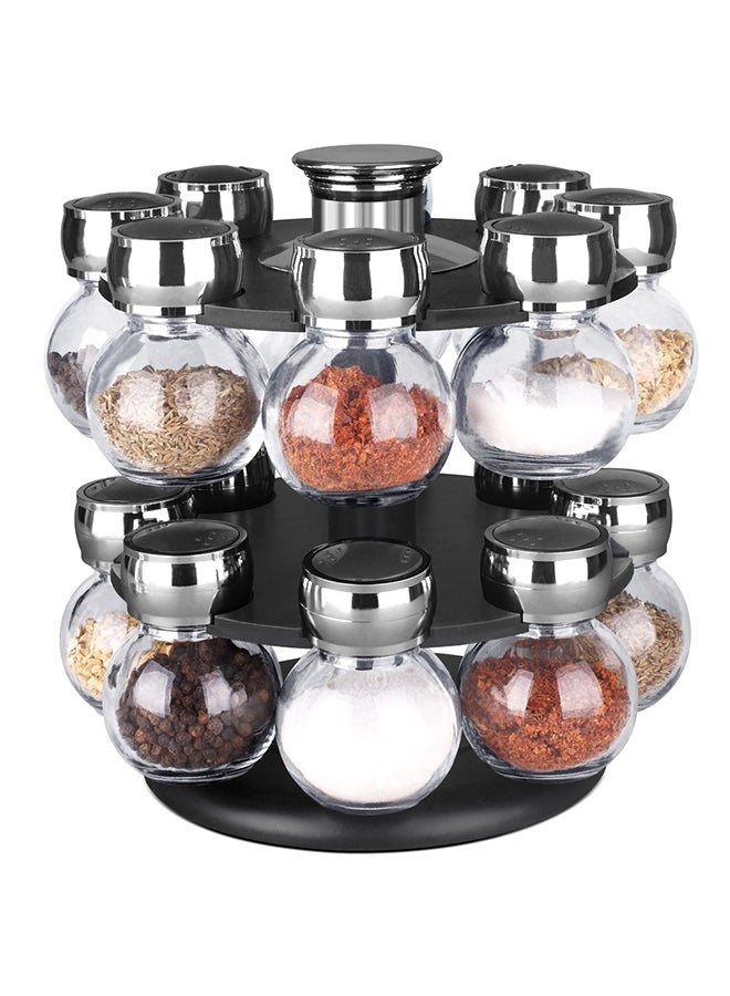 16-Piece Glass Jar With Revolving  Rack
