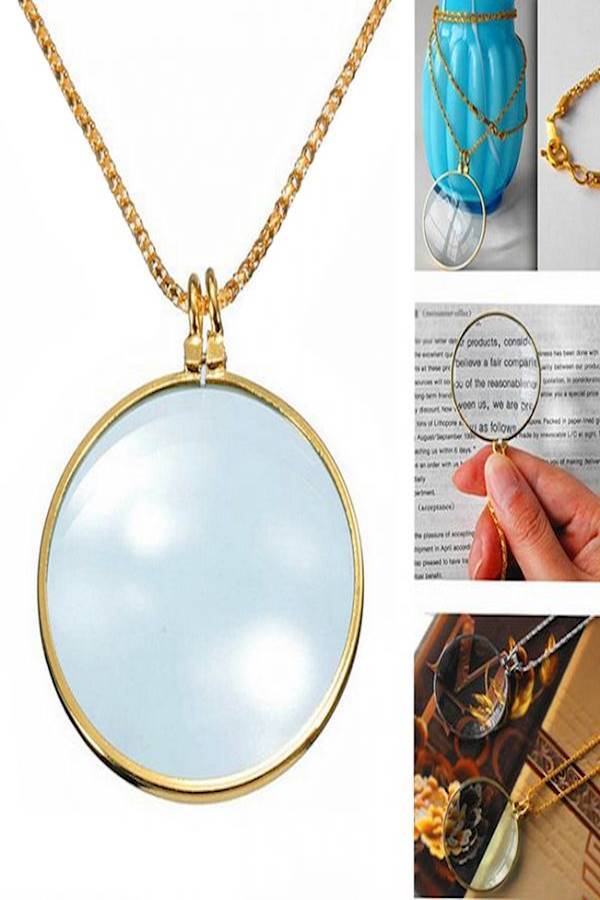 Decorative Monocle Necklace With 6X Magnifying Glass Pendant Gold - Image 3