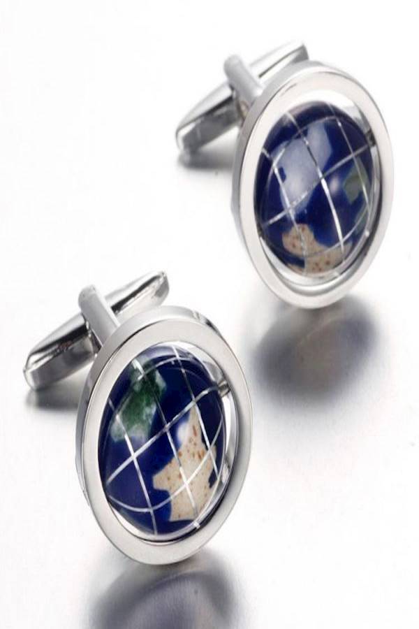 Generic - Metal Rotatable Globe Shaped Cufflinks - Image 1