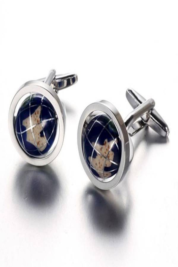 Generic - Metal Rotatable Globe Shaped Cufflinks - Image 1