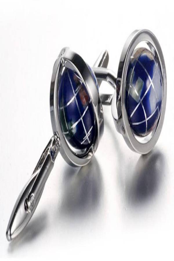 Generic - Metal Rotatable Globe Shaped Cufflinks - Image 1