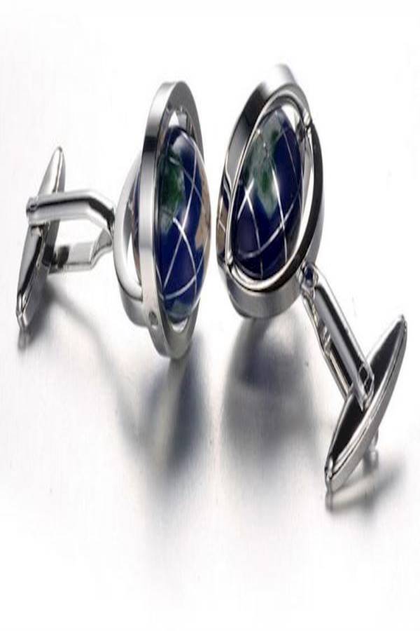 Generic - Metal Rotatable Globe Shaped Cufflinks - Image 1