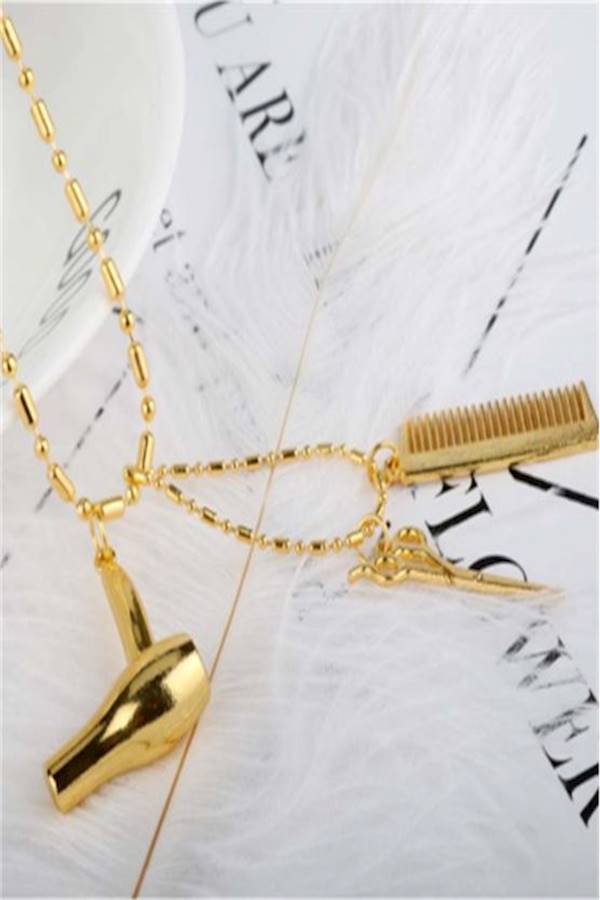 Generic Fashion Hair Tools Comb Hairs Scissors Dryer Alloy Key Chain  - Image 3