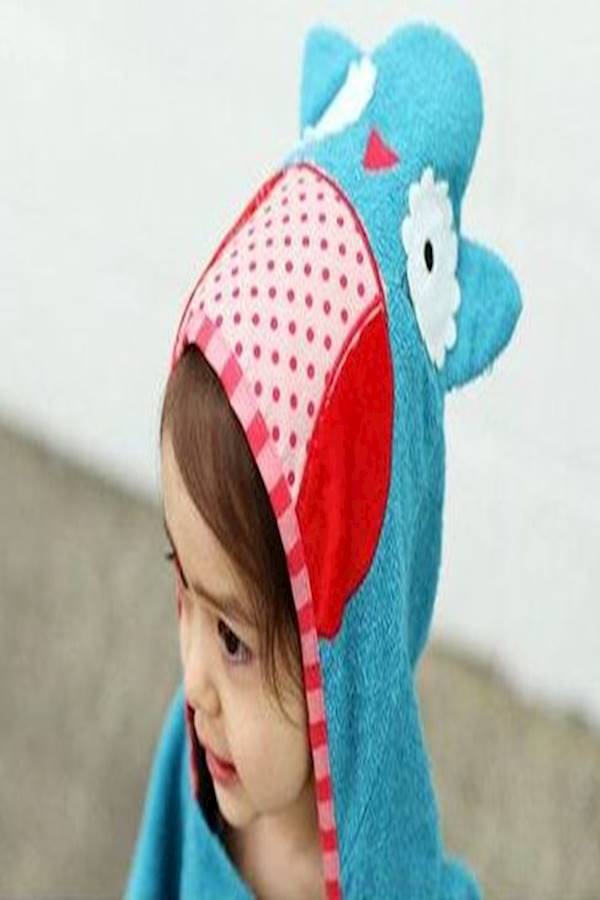 Owl Bath Towel Blue/Red/White 70x140cm - Image 4