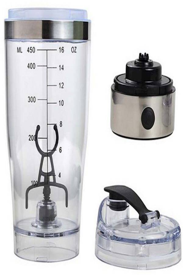 Portable Shaker Mixer Cup With Detachable Mixer Clear/Silver 3x3x4inch - Image 2