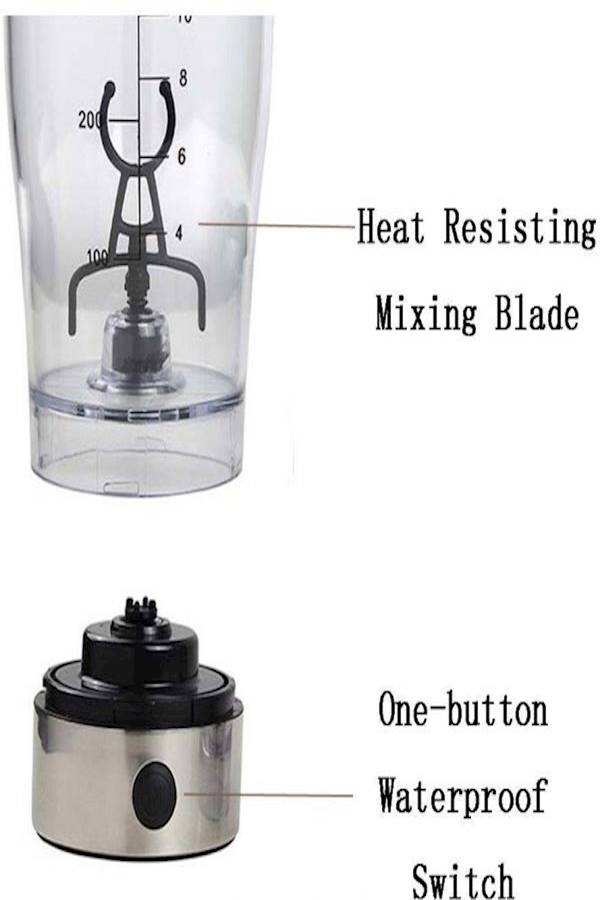 Portable Shaker Mixer Cup With Detachable Mixer Clear/Silver 3x3x4inch - Image 4