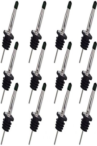 12 PCS Stainless Steel Liquor Pourers Bottle Speed Tapered Spout with Dust Cap - v1555618292/N24116680A_1