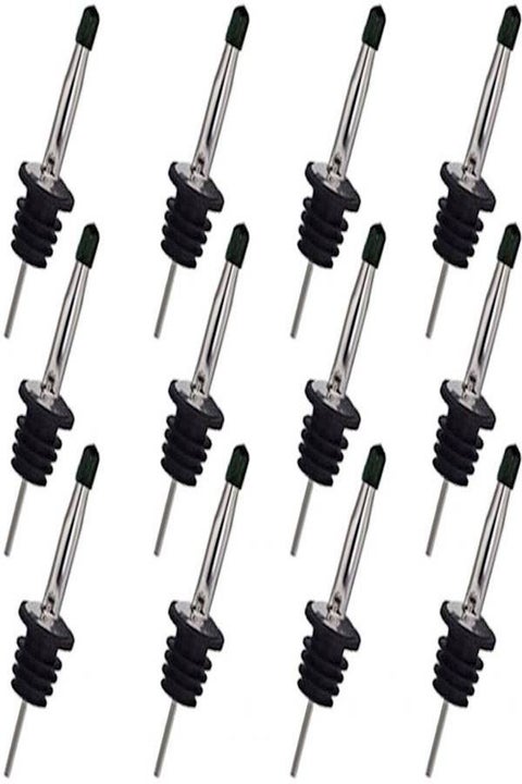 12 PCS Stainless Steel Liquor Pourers Bottle Speed Tapered Spout with Dust Cap