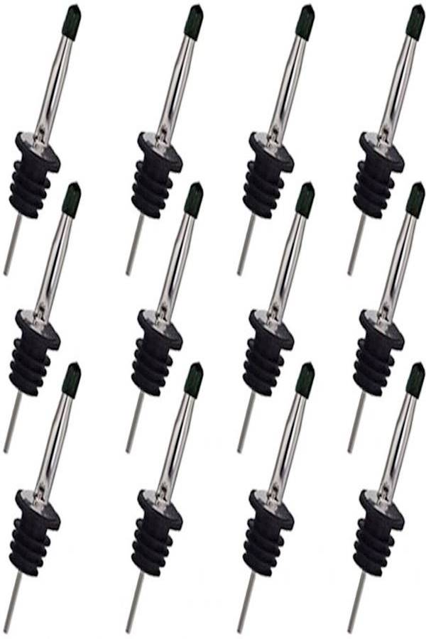 12 PCS Stainless Steel Liquor Pourers Bottle Speed Tapered Spout with Dust Cap