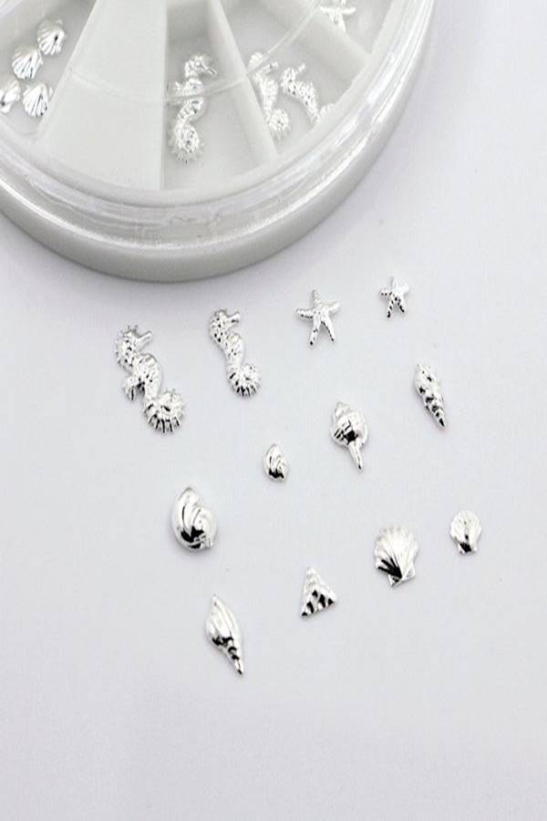 mixed Styles 3D metal Starfish Nail Slice Sticker Decoration Wheel - Image 2