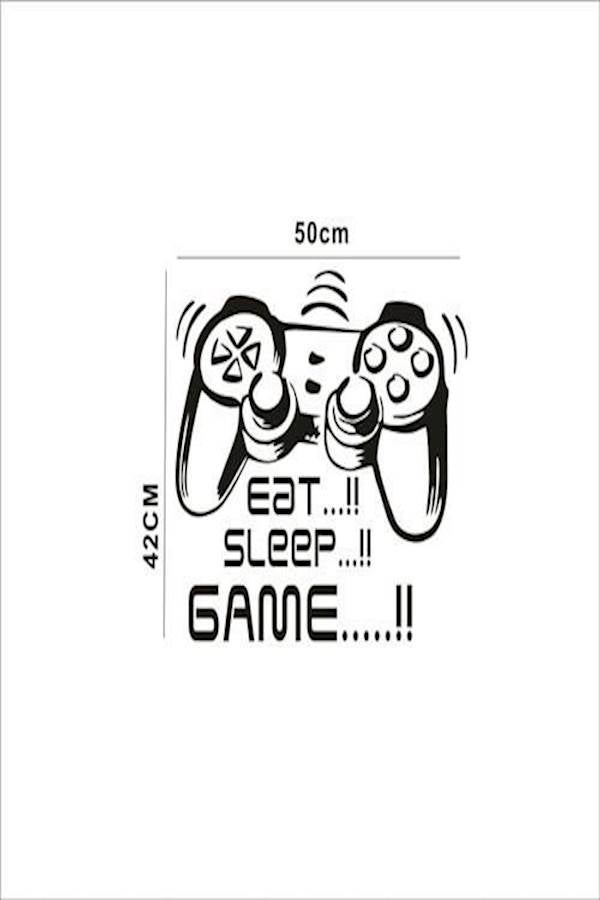 أوياوو ملصق جداري من الفينيل بتصميم عصا تحكم مع عبارة «Eat Sleep Game» مناسب لتزيين غرف الشباب  - Image 4