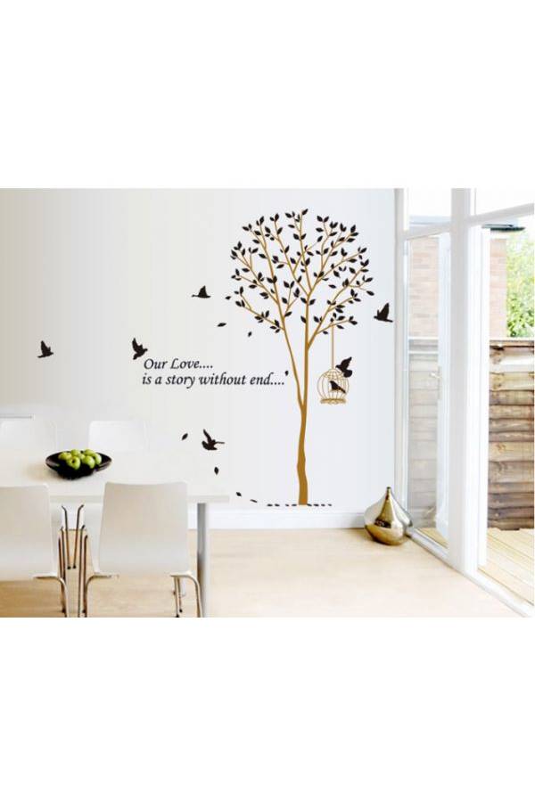 ملصقات جدارية قابلة للإزالة برسمة طيور وشجرة تعبر عن الحب حيث يمكنك لصقه بنفسك ويستخدم في ديكور المنزل وغرفة النوم متعدد الألوان - Image 1
