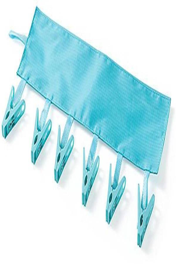 Multifunction Socks Drying Racks Bathroom Rack Traveling Clothespin Travel Portable Folding Cloth Hanger Clips Blue  - Image 1