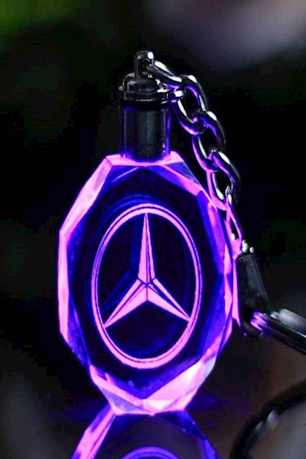 Mercedes-Benz Car Logo Keychain Blue/Black/Gold - Image 3