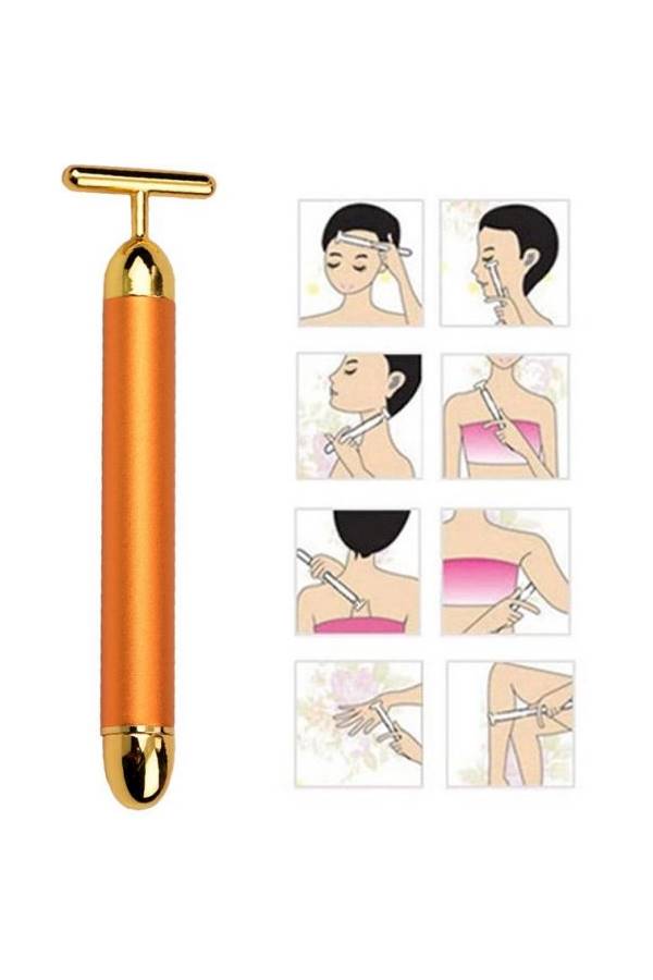 Generic 24K Facial Beauty Roller Massager Vibrator Gold  - Image 4