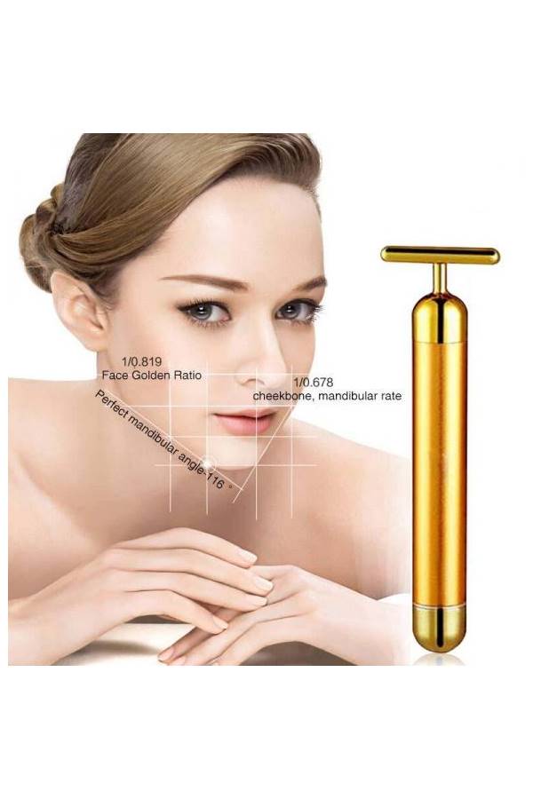 Generic 24K Facial Beauty Roller Massager Vibrator Gold  - Image 3