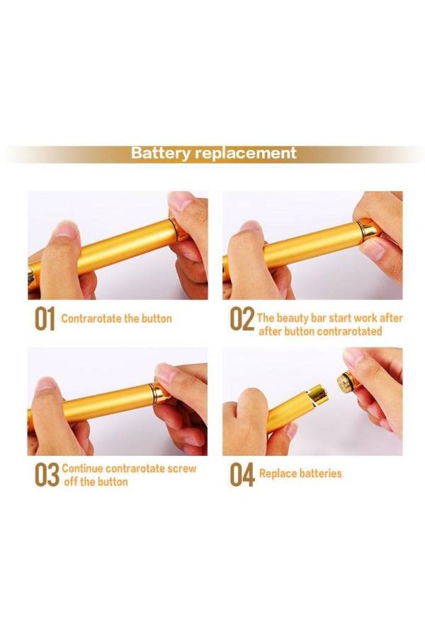 Generic 24K Facial Beauty Roller Massager Vibrator Gold  - Image 5