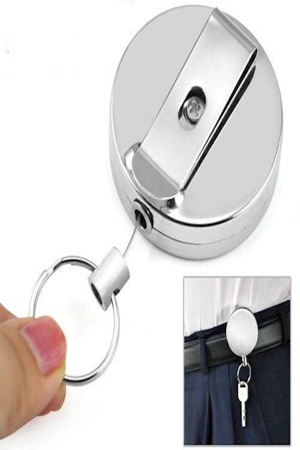 Heavy Duty Retractable Keychain Reel Stainless Cable Great For Id Swipe Cards - Image 2