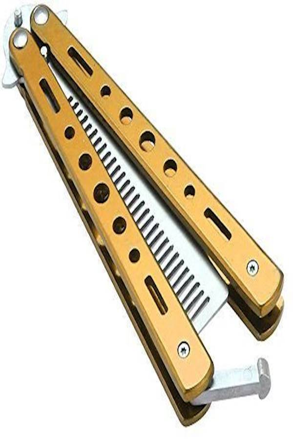 Generic Butterfly Metal Comb Knife Trainer Tool Gold/Silver - Image 5