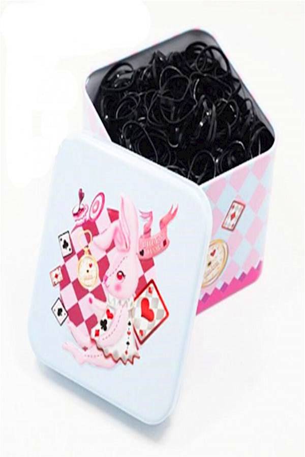 Generic 1000 pcs Children Hair Accessories Rubber band with Rabbit Box Black