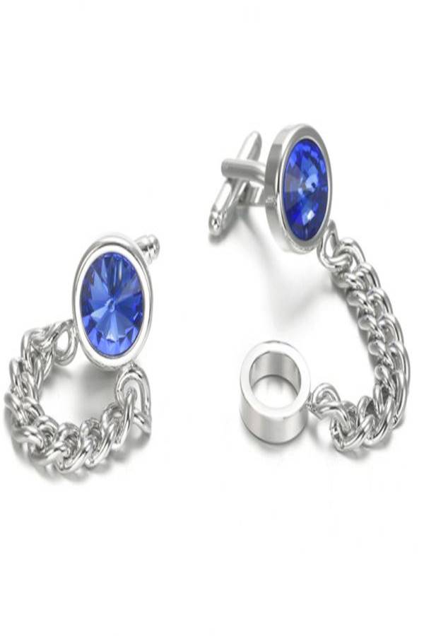 Generic - French Crystal Studded Chain Cufflinks - Image 1