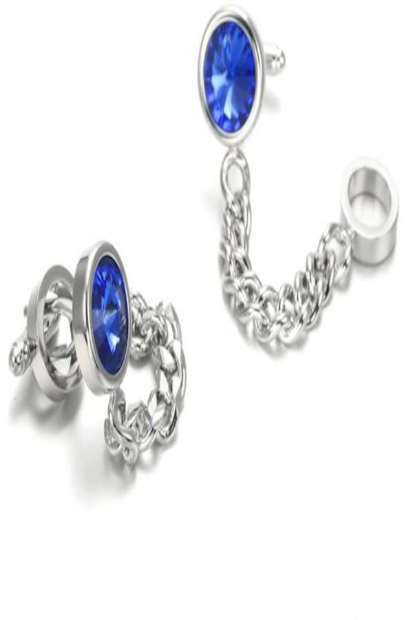 Generic - French Crystal Studded Chain Cufflinks - Image 1