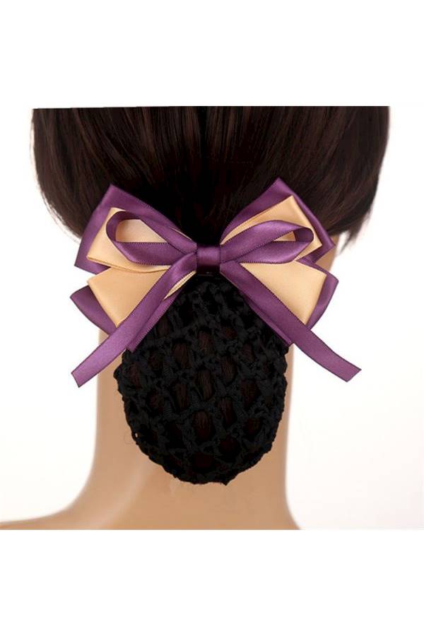 Butterfly Knot Designed Hair Net Purple/Black/Beige - Image 2