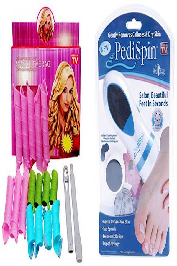 لفافات شعر سحرية من هاي سبيد تشينجنج مع جهاز بيدي سبين لإزالة تشققات القدمين فيروزي وأخضر وأصفر ووردي