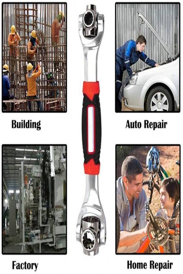 48-In-1 Car Repair Wrench Tool Red/Silver/Black  - Image 5