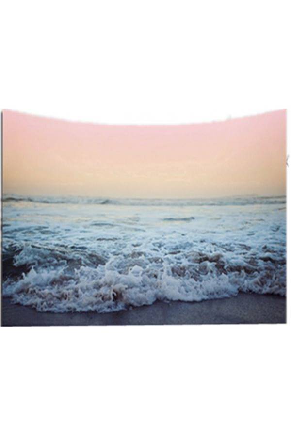 Digital Printing Tapestry Beach Towel Blue Sea White Spray Series - Image 2