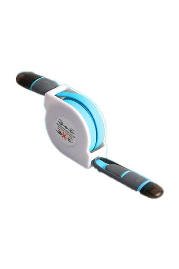 كابل بيانات، 2 في 1، بمقبس USB وبتصميم متداخل أزرق