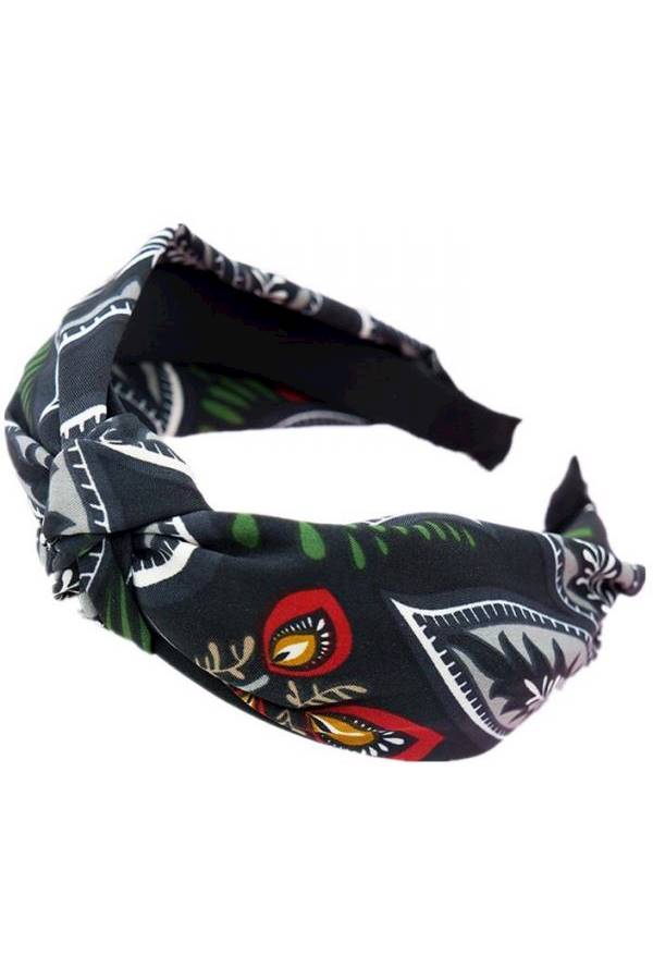 Printed Knotted Headband Black/Green/Red - Image 1