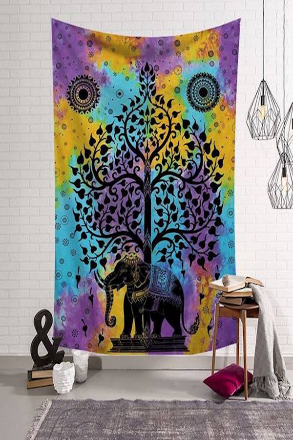 Indian Elephant Tapestry Colored Printed Elephant Mandala Tapestry Bohemian Hippie Picnic Mat Beach Towels 150X130cm - Image 2