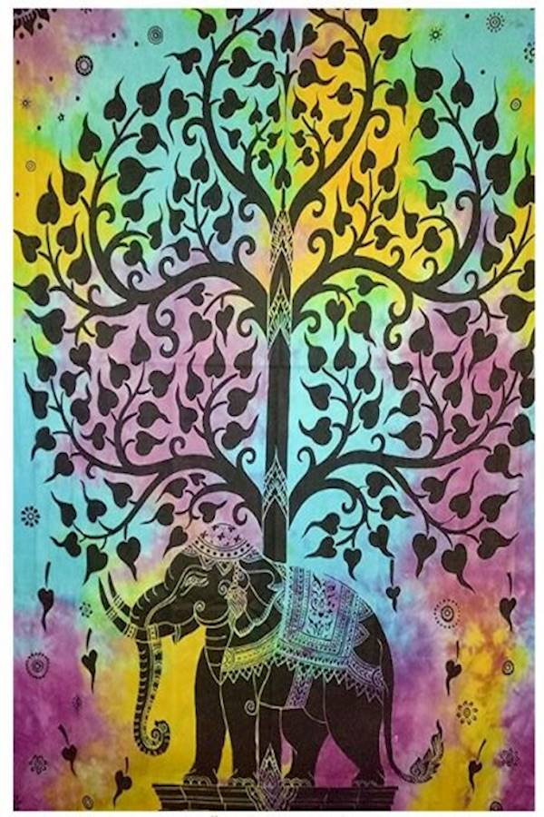 Indian Elephant Tapestry Colored Printed Elephant Mandala Tapestry Bohemian Hippie Picnic Mat Beach Towels 150X130cm - Image 1