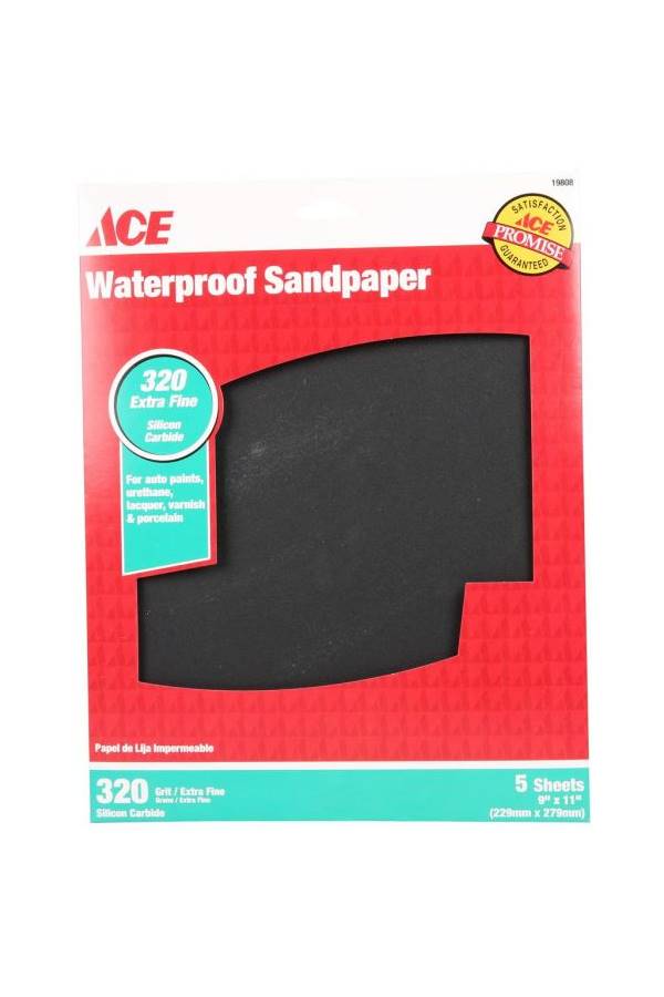 ACE Water Proof Sandpaper 320 Extra Fine 5 Sheets 9inx11in