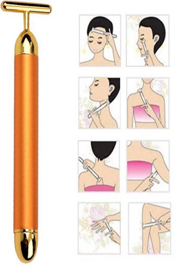 Generic 24K Facial Beauty Roller Massager Vibrator Gold  - Image 5