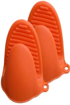 Generic High temperature heat insulation anti-slip non-slip baking oven microwave dish clamp silicone gloves orange Multicolor 