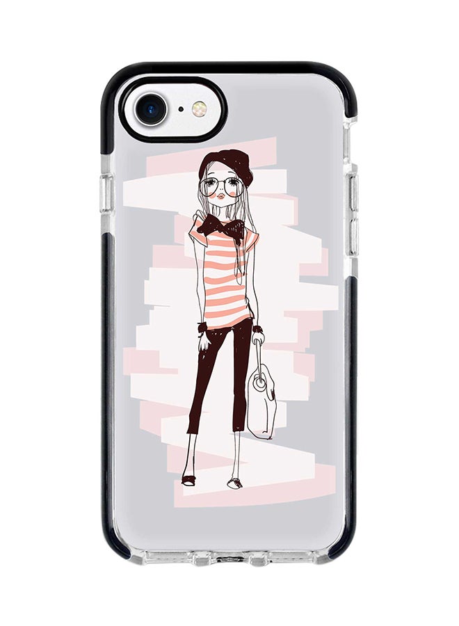 غطاء حماية واق لهاتف أبل آيفون 8 مزين برسمة بنت أنيقة