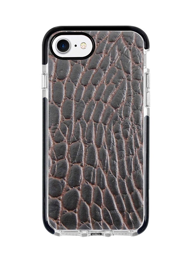 Protective Case Cover For Apple iPhone 7 Cowhide Leather (Brown-Black) Full Print