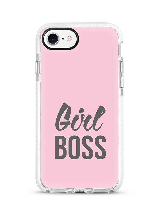 غطاء حماية واق لهاتف أبل آيفون 8 مطبوع بالكامل بعبارة Girl Boss (وردي)