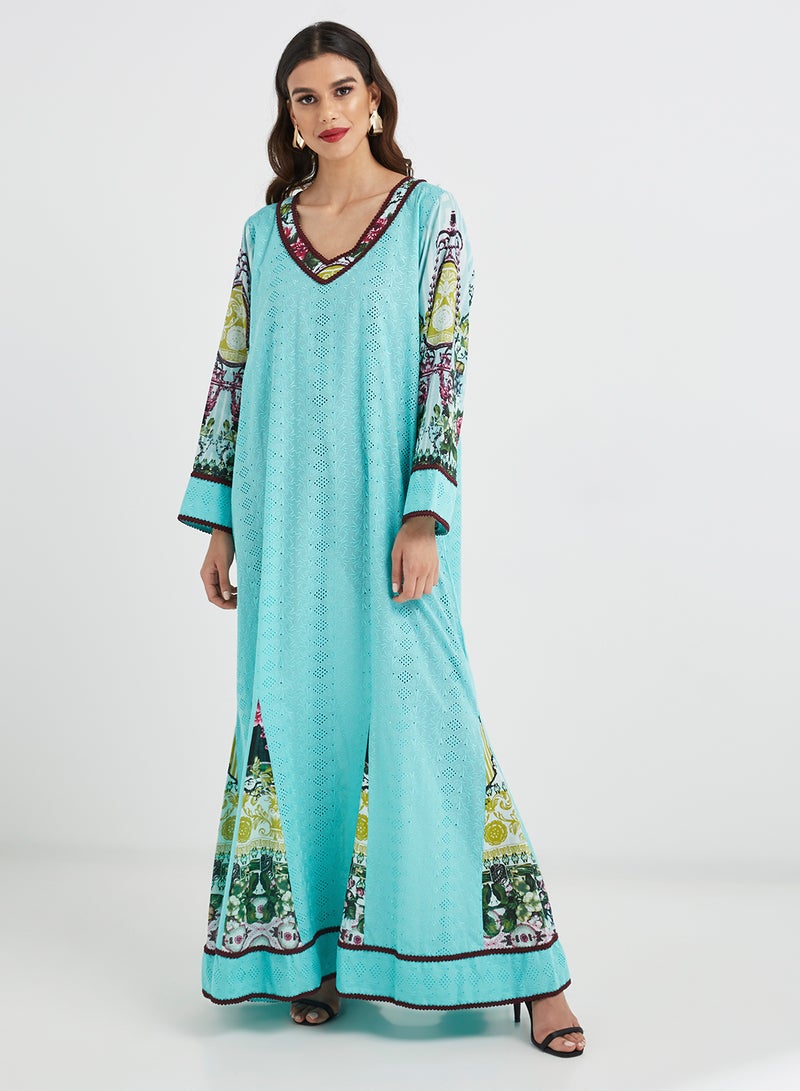 شاينينغ جويل جلابية بتصميم كلاسيكي للحفلات أخضر نعناعي - Image 1