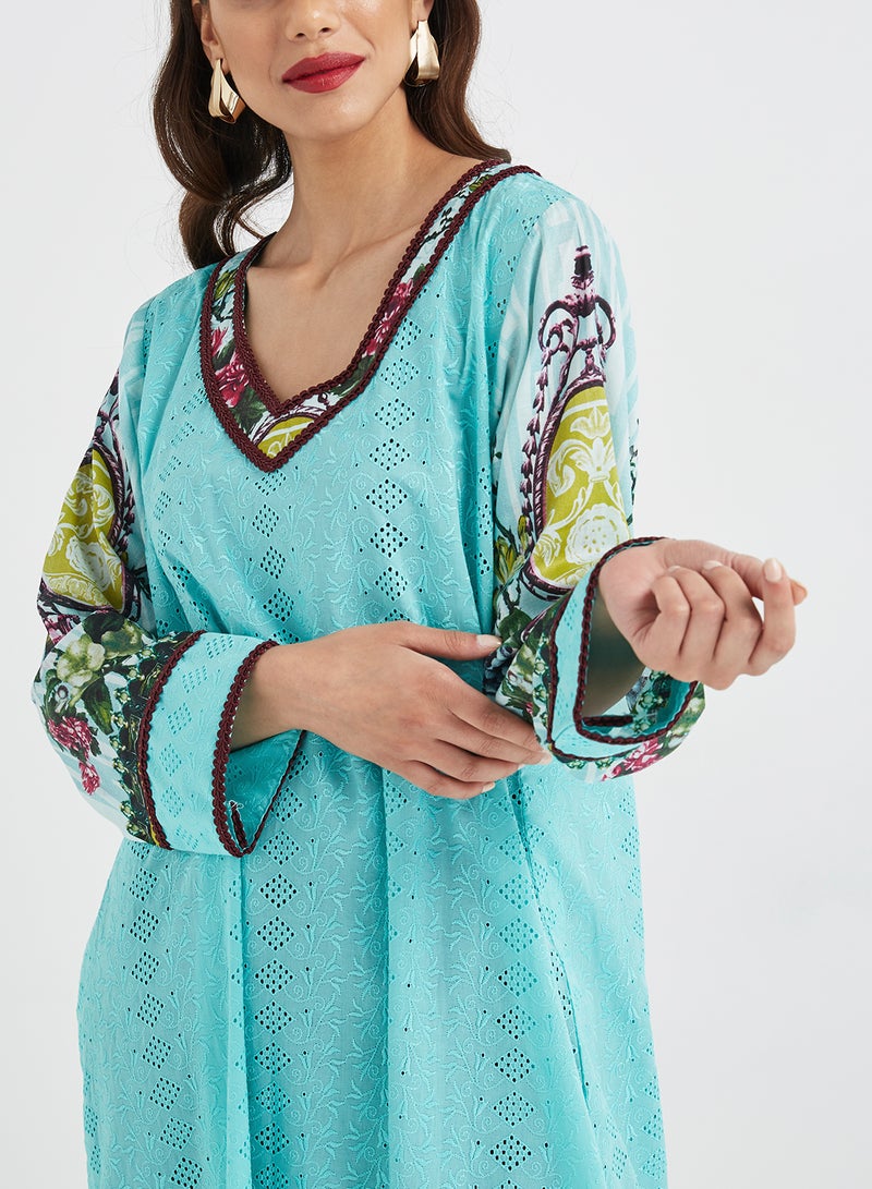 شاينينغ جويل جلابية بتصميم كلاسيكي للحفلات أخضر نعناعي - Image 4