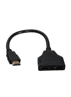 ماركة غير محددة كابل محول وموزع من مدخل HDMI ذكر إلى مخرجي HDMI أنثى - لون أسود أسود 