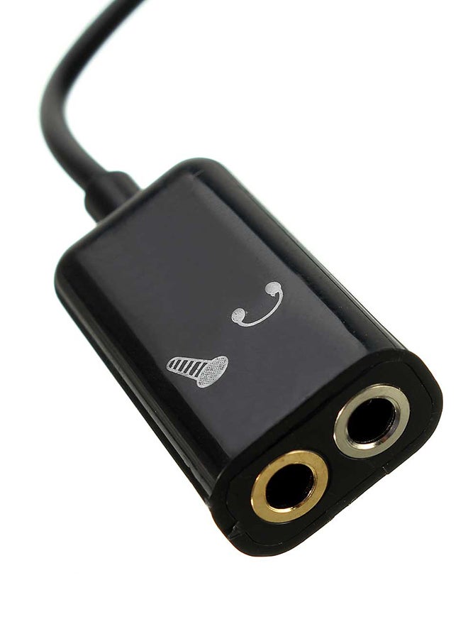 3.5mm Stereo Audio Male to Earphone Splitter Headset Microphone Adapter Black 