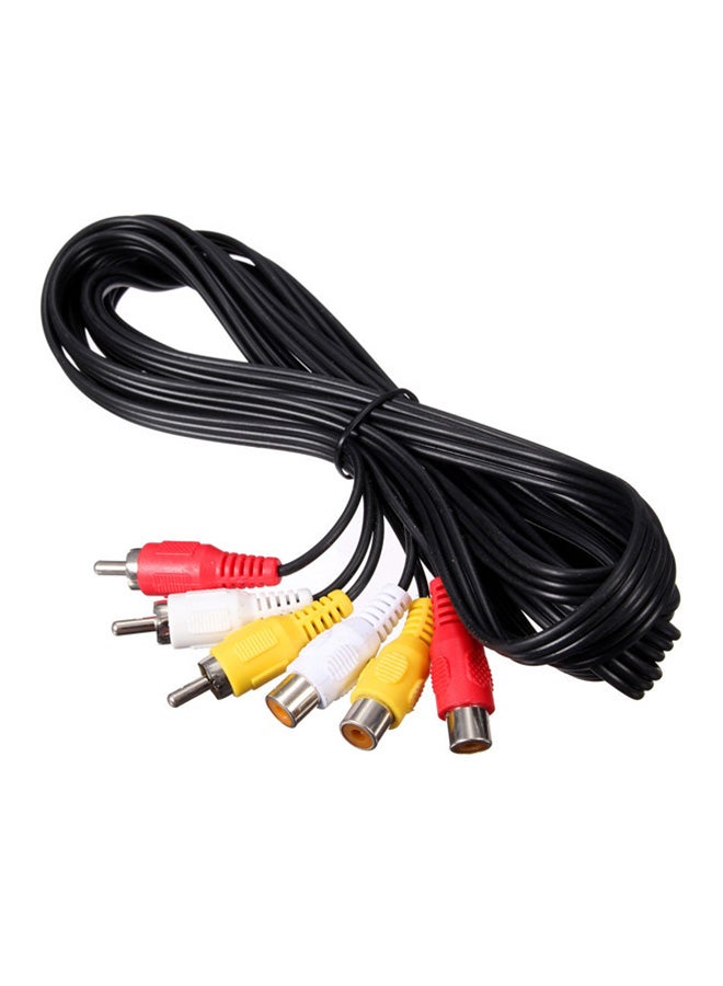 كابل AUX مُجزئ لمحول قابس بطول 5 م يعمل كوصلة لتحويل مقاطع صوت وفيديو DVD  من 3 RCA ذكر إلى 3 RCA أنثى من كلير أحمر