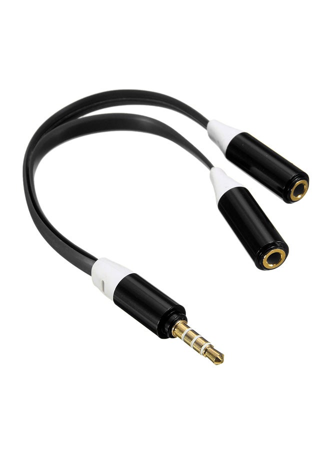 New Audio Cable 3.5mm Stereo Gold-plated Jack Male to 2 Female Cable Headset Mic Y Splitter Cable Earphone Headphone Adapter Black